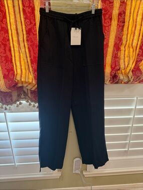 Deluc Black Wide-Leg Drawstring Pants